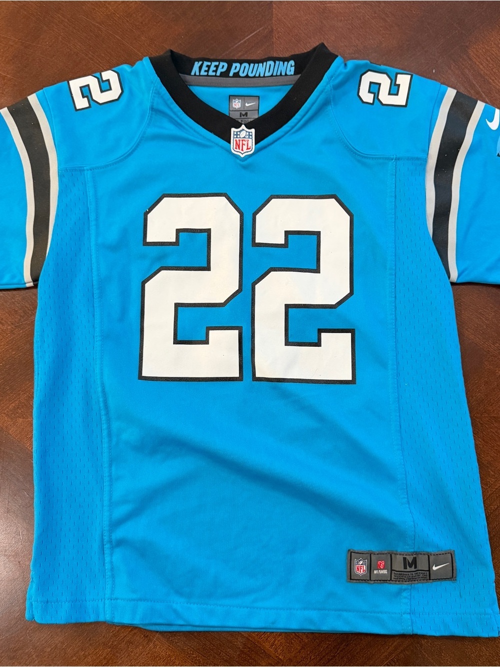 Nike Carolina Panthers #22 NFL Game Jersey McCaffrey - Blue White Sz M (10-12)